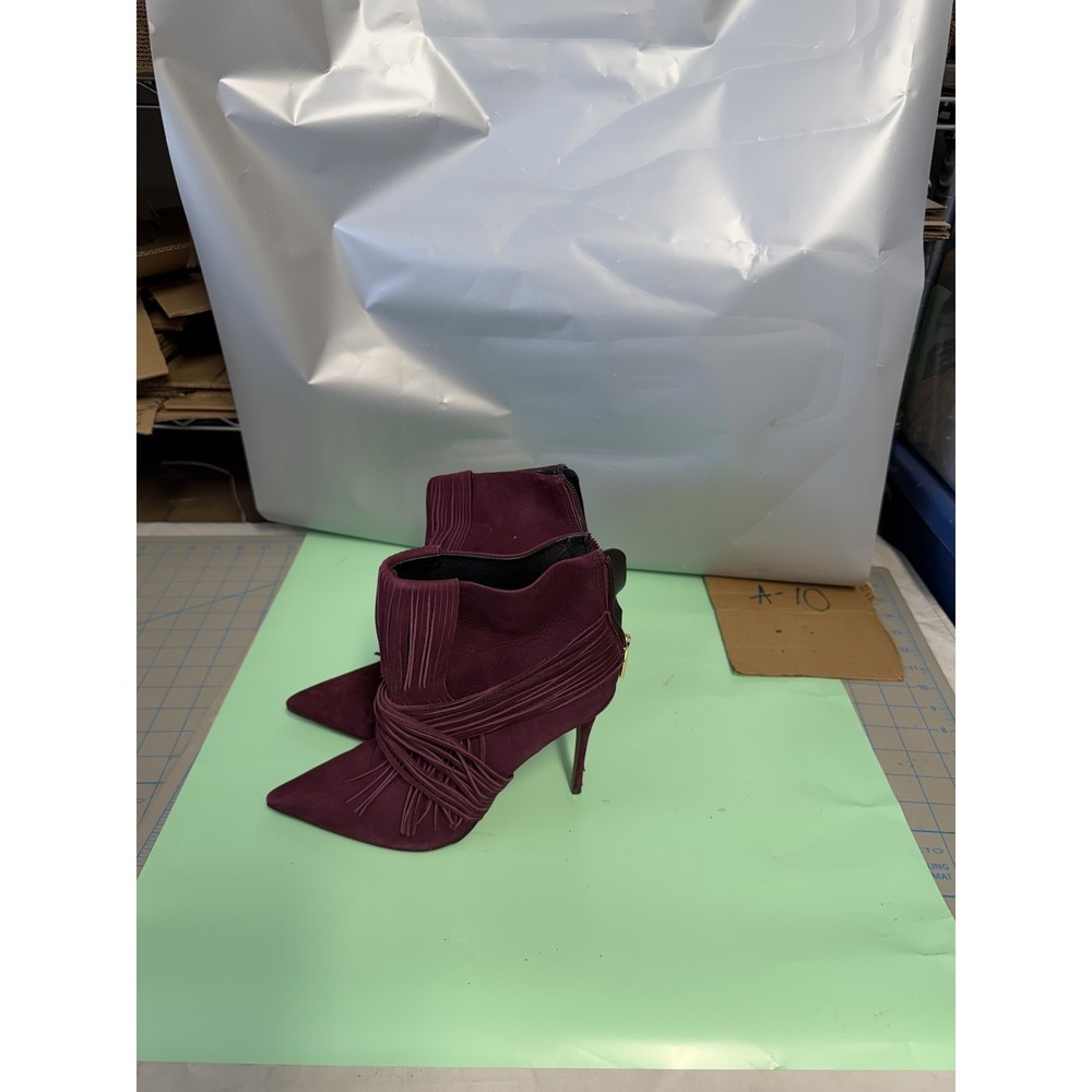 Carrano Suede Fringe Pointed Toe Stiletto Ankle Boots Women's Size 37/39